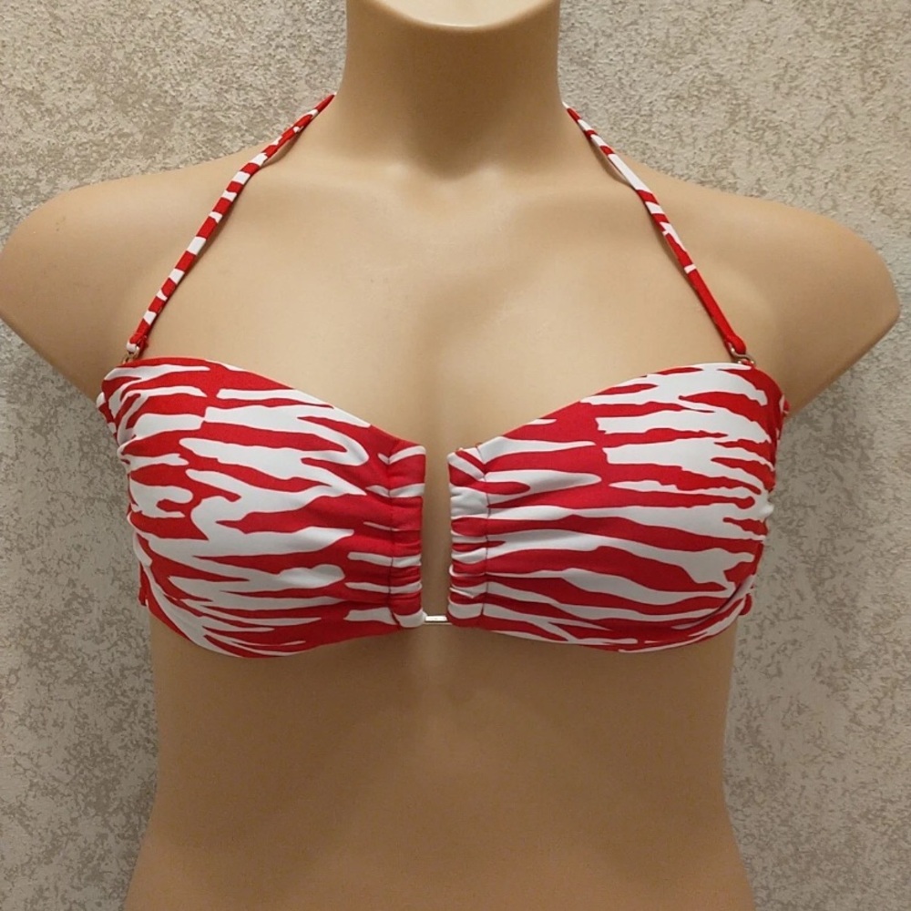 Mossimo Supply Co. Red and White Zebra Halter Bikini Top